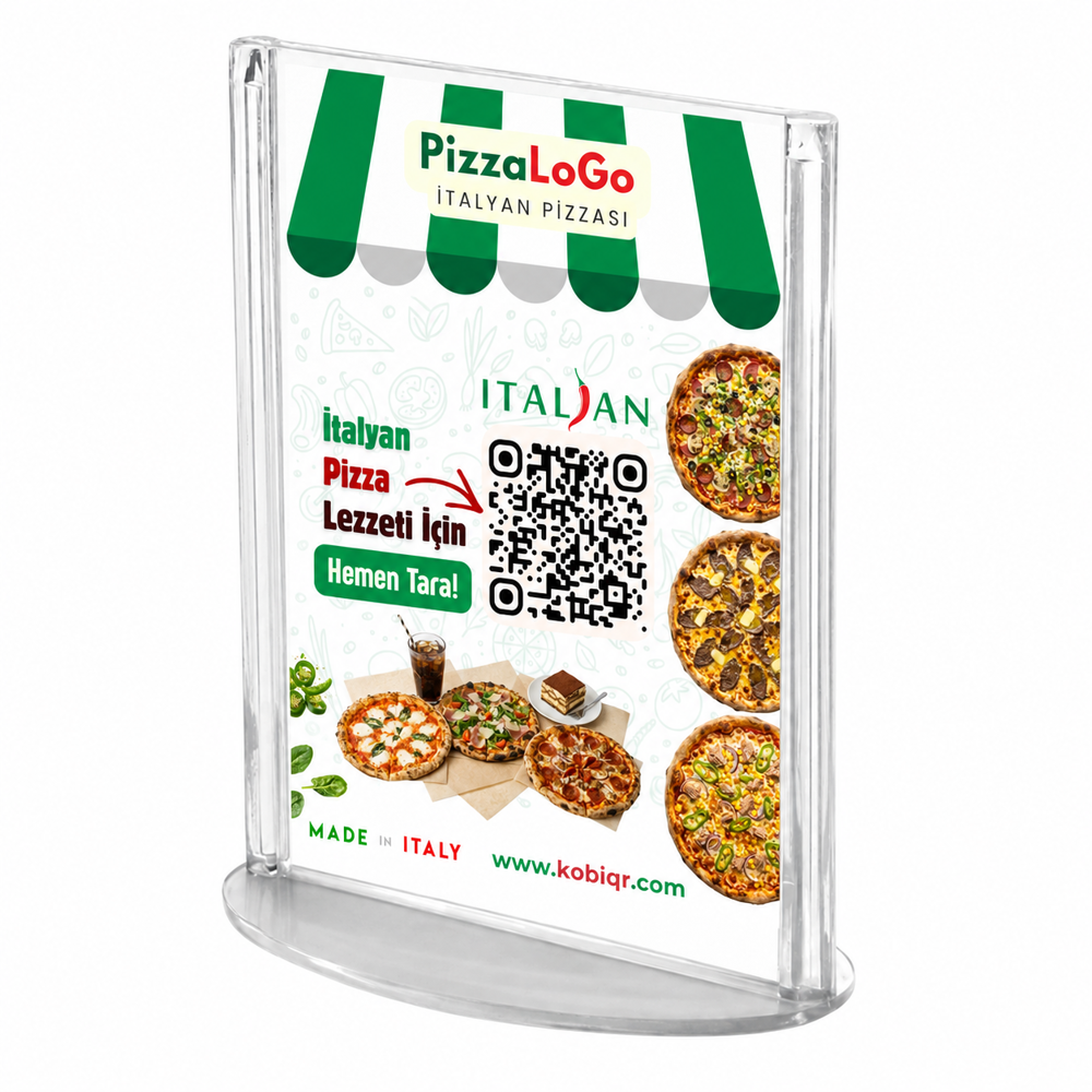 Pizza Restoranları İçin QR Stand - Oval - Restoran